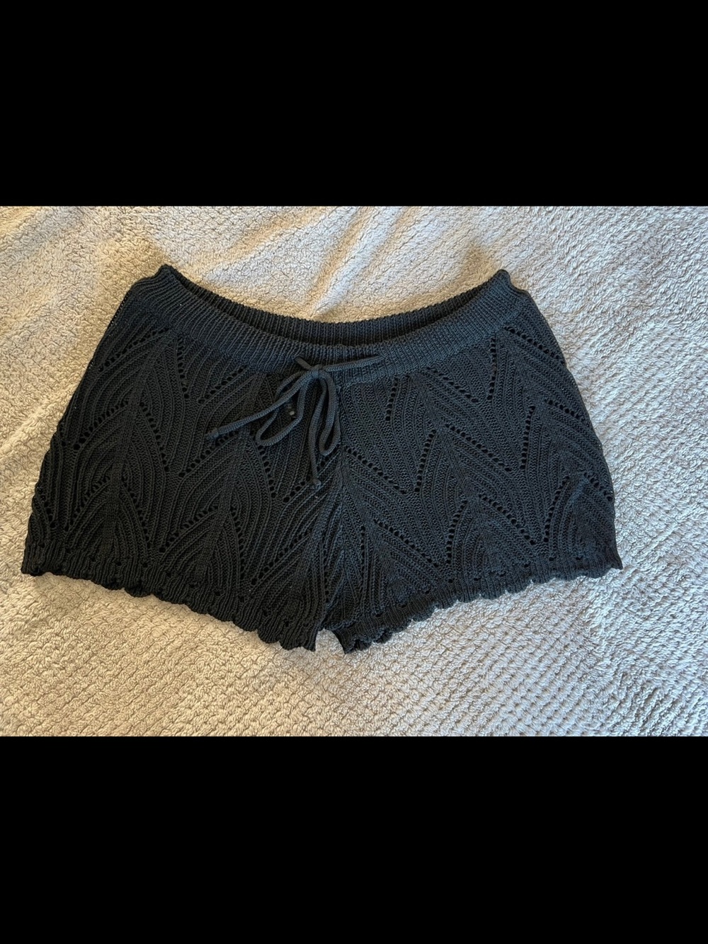 Black Knit Drawstring Women’s Shorts